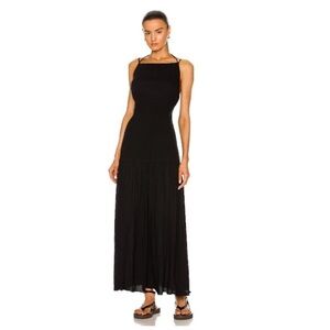 Bassike | NEW Cross Back Rib Insert Dress In Black Size XS